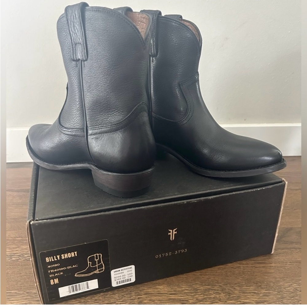 Frye Black Leather Billy Short Boots